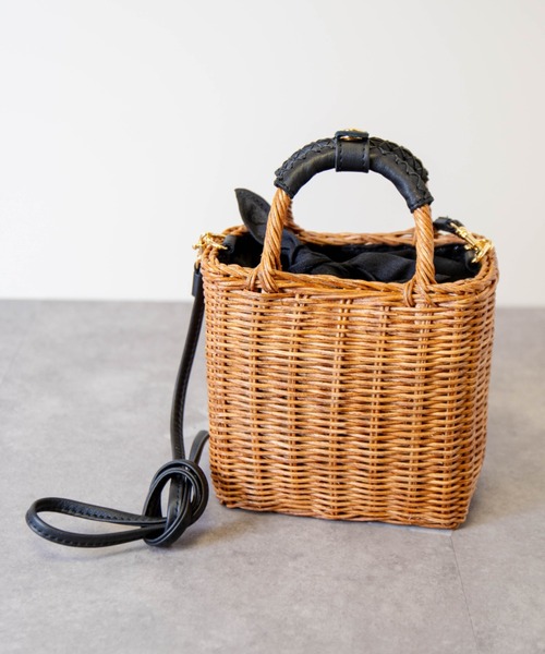 【The Bagmati/ザバグマティ】レザーハンドル スクエア かごバッグ セール】【The Bagmati/ザバグマティ】レザーハンドル スクエア
