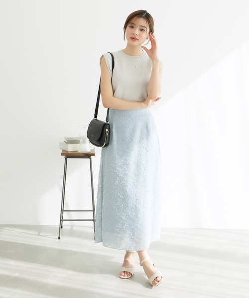 ROPE' PICNIC(ロペピクニック)の「タックスリーブニットプルオーバー/UVカット・洗濯機OK・冷感(ニット/セーター・レディース・ライトグレー/ブラック/ブルー/クリーム・38)」の9枚目の写真