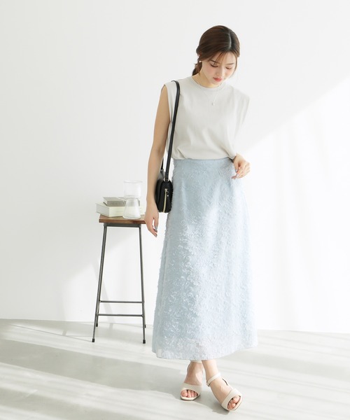 ROPE' PICNIC(ロペピクニック)の「タックスリーブニットプルオーバー/UVカット・洗濯機OK・冷感(ニット/セーター・レディース・ライトグレー/ブラック/ブルー/クリーム・38)」の10枚目の写真