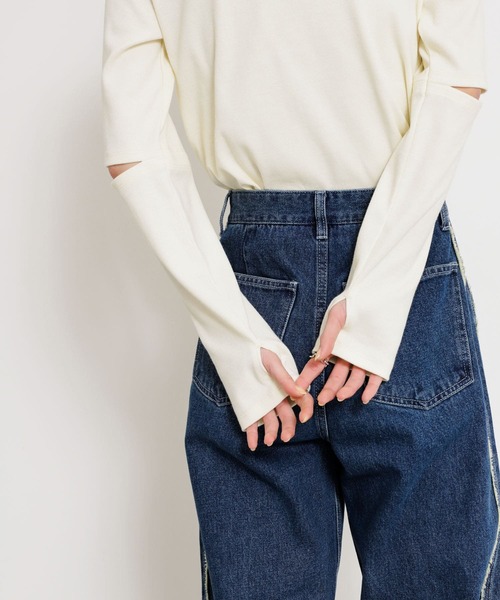 SENSE OF PLACE by URBAN RESEARCH(センスオブプレイスバイアーバンリサーチ)の「エルボースリットコンパクトトップ(Tシャツ/カットソー・レディース・アイボリー/チャコールグレー/レッド・ONE)」の21枚目の写真