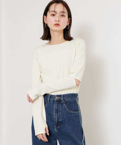 SENSE OF PLACE by URBAN RESEARCH(センスオブプレイスバイアーバンリサーチ)の「エルボースリットコンパクトトップ(Tシャツ/カットソー・レディース・アイボリー/チャコールグレー/レッド・ONE)」の20枚目の写真