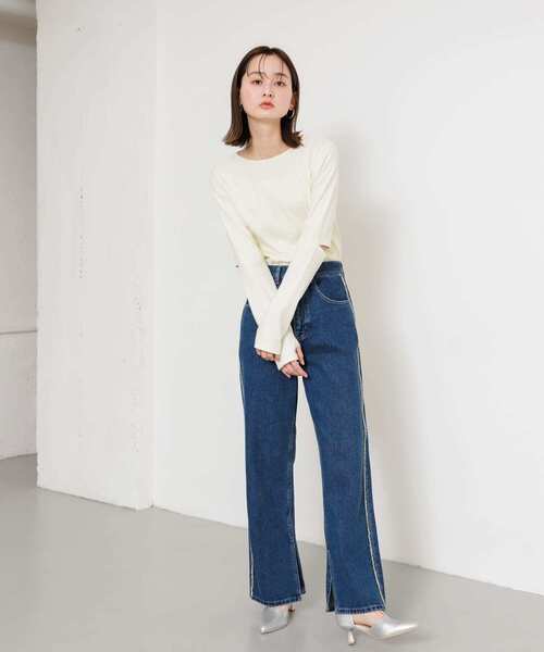SENSE OF PLACE by URBAN RESEARCH(センスオブプレイスバイアーバンリサーチ)の「エルボースリットコンパクトトップ(Tシャツ/カットソー・レディース・アイボリー/チャコールグレー/レッド・ONE)」の19枚目の写真