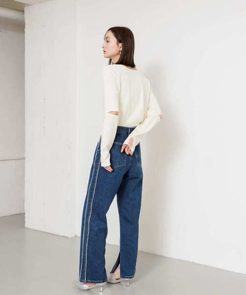 SENSE OF PLACE by URBAN RESEARCH(センスオブプレイスバイアーバンリサーチ)の「エルボースリットコンパクトトップ(Tシャツ/カットソー・レディース・アイボリー/チャコールグレー/レッド・ONE)」の18枚目の写真