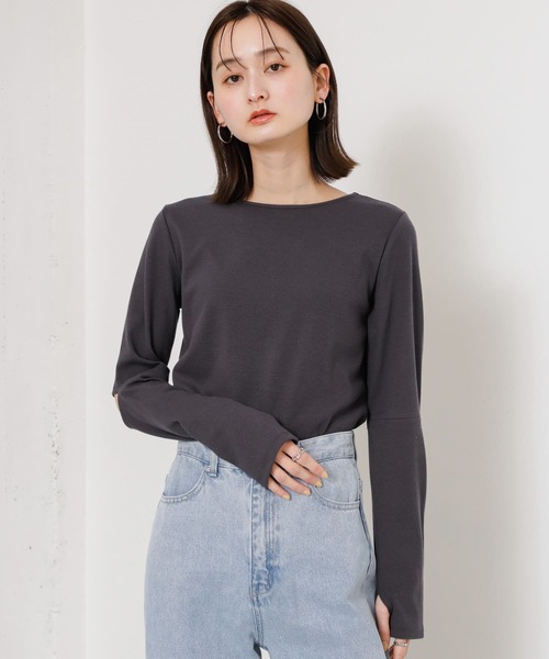 SENSE OF PLACE by URBAN RESEARCH(センスオブプレイスバイアーバンリサーチ)の「エルボースリットコンパクトトップ(Tシャツ/カットソー・レディース・アイボリー/チャコールグレー/レッド・ONE)」の17枚目の写真