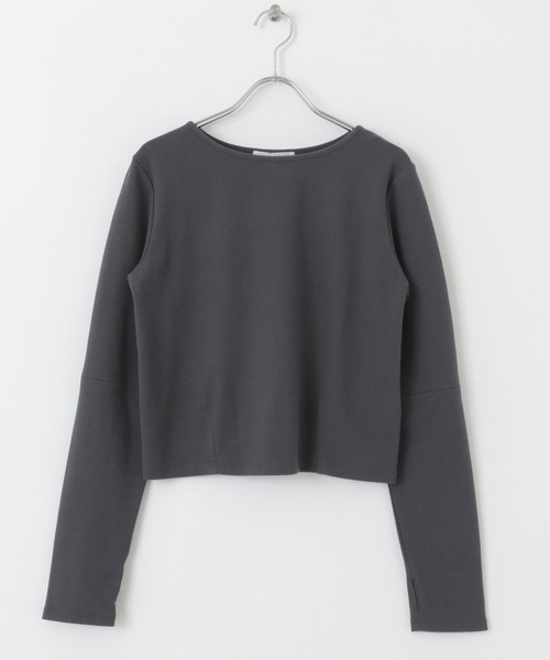 SENSE OF PLACE by URBAN RESEARCH(センスオブプレイスバイアーバンリサーチ)の「エルボースリットコンパクトトップ(Tシャツ/カットソー・レディース・アイボリー/チャコールグレー/レッド・ONE)」の4枚目の写真