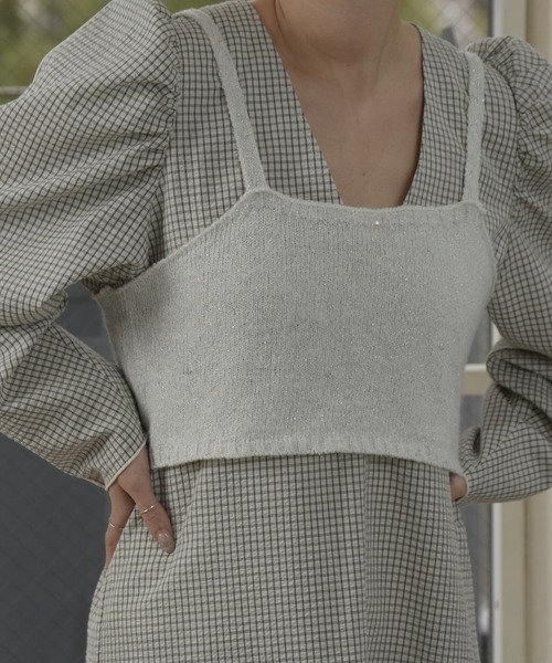 lawgy（ラウジー）の「lame knit bustier / ラメニットビスチェ（ベスト・レディース・グレー/ホワイト・FREE）」の6枚目の写真