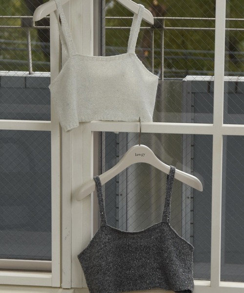 lawgy（ラウジー）の「lame knit bustier / ラメニットビスチェ（ベスト・レディース・グレー/ホワイト・FREE）」の10枚目の写真