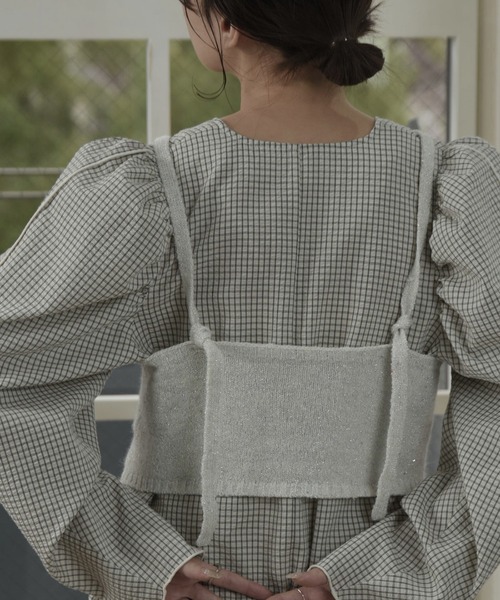 lawgy（ラウジー）の「lame knit bustier / ラメニットビスチェ（ベスト・レディース・グレー/ホワイト・FREE）」の7枚目の写真