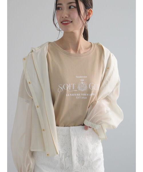 Te chichi（テチチ）の「カレッジプリントTシャツ（Tシャツ/カットソー・レディース・ネイビー/ベージュ/オフホワイト・F）」の4枚目の写真