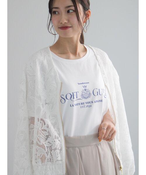 Te chichi（テチチ）の「カレッジプリントTシャツ（Tシャツ/カットソー・レディース・ネイビー/ベージュ/オフホワイト・F）」の16枚目の写真