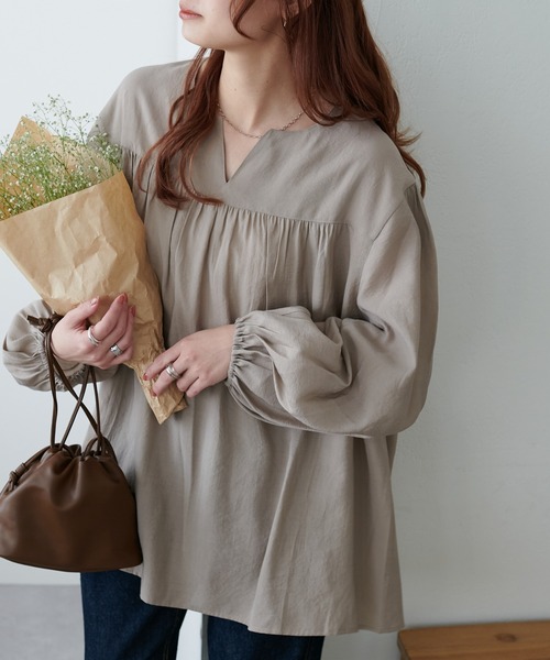 WEB限定】キーネックギャザーブラウス（シャツ/ブラウス）｜DISCOAT