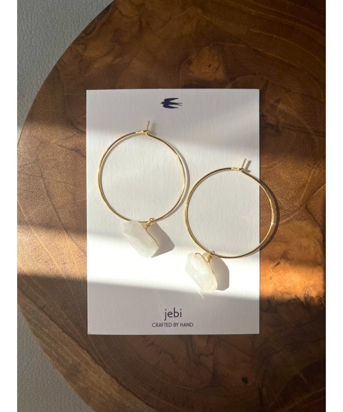 jebi】14kgf 一粒天然石のフープピアス(MA)（ピアス（両耳用