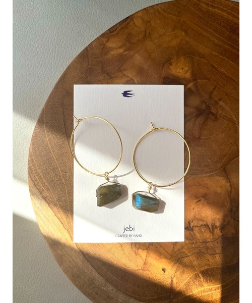 tone(トーン)の「【jebi】14kgf 一粒天然石のフープピアス(MA)(ピアス(両耳用)・レディース・グレー/ホワイト・FREE)」の12枚目の写真