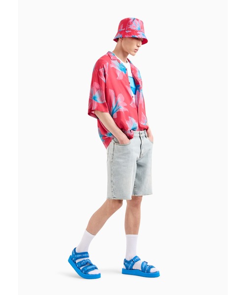 ARMANI EXCHANGE(アルマーニエクスチェンジ)の「【A|X アルマーニ エクスチェンジ】バケーションプリント 半袖シャツ/BOXY(シャツ/ブラウス・メンズ・ピンク/ブルー・MEDIUM/LARGE/XX-LARGE/X-SMALL/X-LARGE/SMALL)」の7枚目の写真