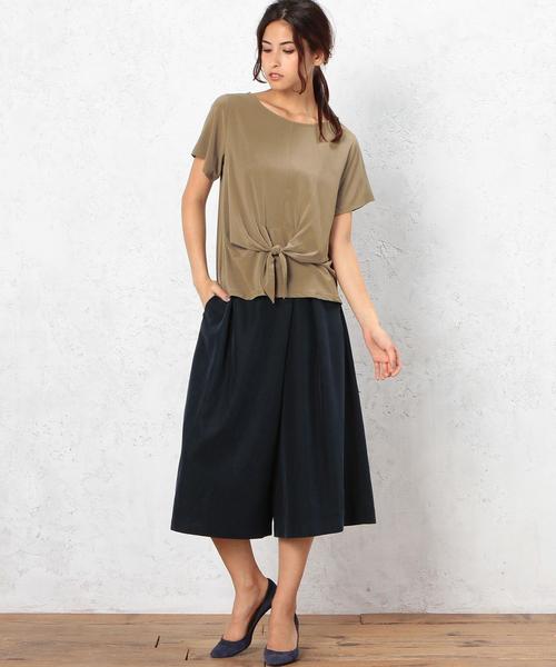 green label relaxing（グリーンレーベルリラクシング）の「CR Pe/Pu F/リボン プルオーバー カットソー ◆（Tシャツ/カットソー・レディース・オフホワイト/オリーブ/ネイビー・フリー）」の15枚目の写真