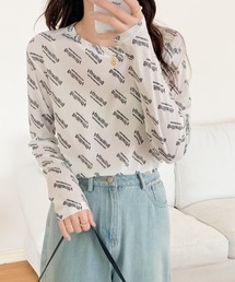 総柄ロゴプリント シアーロンT