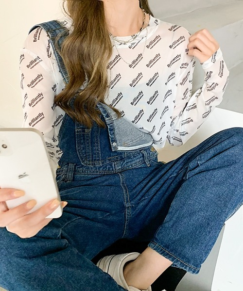SHEPP(シープ)の「総柄ロゴプリント シアーロンT(Tシャツ/カットソー・レディース・ホワイト・F)」の4枚目の写真