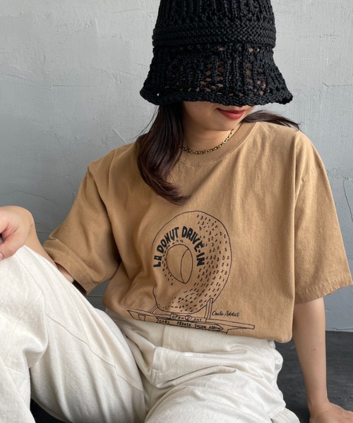 FUNG（ファング）の「[FUNG/ファング] LA.DONUT FRONT カットオフプリントTシャツ（Tシャツ/カットソー・レディース・ベージュ/ホワイト・M）」の15枚目の写真