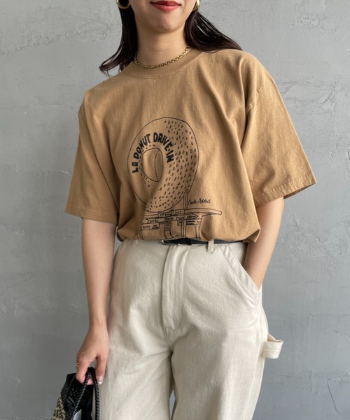 FUNG（ファング）の「[FUNG/ファング] LA.DONUT FRONT カットオフプリントTシャツ（Tシャツ/カットソー・レディース・ベージュ/ホワイト・M）」の16枚目の写真