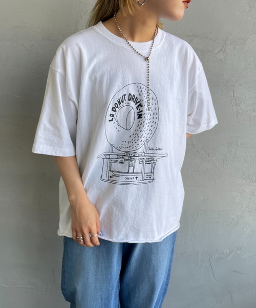 FUNG（ファング）の「[FUNG/ファング] LA.DONUT FRONT カットオフプリントTシャツ（Tシャツ/カットソー・レディース・ベージュ/ホワイト・M）」の10枚目の写真