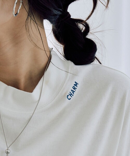 coen(コーエン)の「USAコットンチビ刺繍リピTフレンチスリーブ(Tシャツ/カットソー・レディース・ライラック/ダークグレー/オフホワイト/ライム・L/M)」の6枚目の写真
