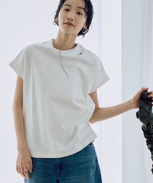 coen(コーエン)の「USAコットンチビ刺繍リピTフレンチスリーブ(Tシャツ/カットソー・レディース・ライラック/ダークグレー/オフホワイト/ライム・L/M)」の7枚目の写真