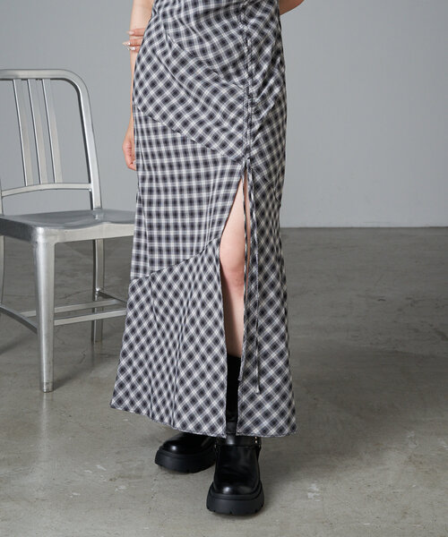 RAY CASSIN（レイカズン）の「チェックドロストキャミワンピース（ワンピース・レディース・ブラック/ブルー/グリーン・FREE）」の14枚目の写真