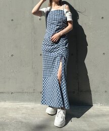 チェックドロストキャミワンピース