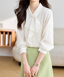 Miniministore（ミニミニストア）の「リボンタイブラウス レディース長袖シャツ（シャツ/ブラウス）」