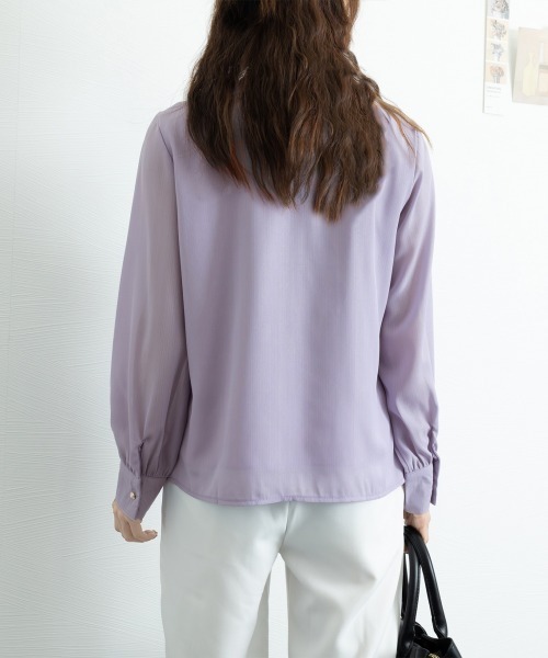 Miniministore(ミニミニストア)の「リボンタイブラウス レディース長袖シャツ(シャツ/ブラウス・レディース・ラベンダー/ホワイト・M/XL/L)」の15枚目の写真