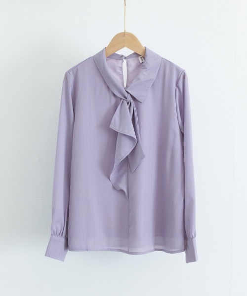 Miniministore(ミニミニストア)の「リボンタイブラウス レディース長袖シャツ(シャツ/ブラウス・レディース・ラベンダー/ホワイト・M/XL/L)」の16枚目の写真