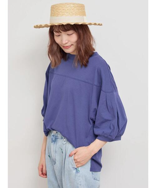 Samansa Mos2（サマンサ モスモス）の「ステッチボリュームTシャツ（Tシャツ/カットソー・レディース・オフホワイト/イエロー/ブルー/ブラック・F）」の3枚目の写真