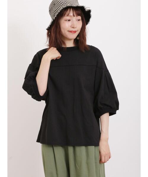 Samansa Mos2（サマンサ モスモス）の「ステッチボリュームTシャツ（Tシャツ/カットソー・レディース・オフホワイト/イエロー/ブルー/ブラック・F）」の2枚目の写真