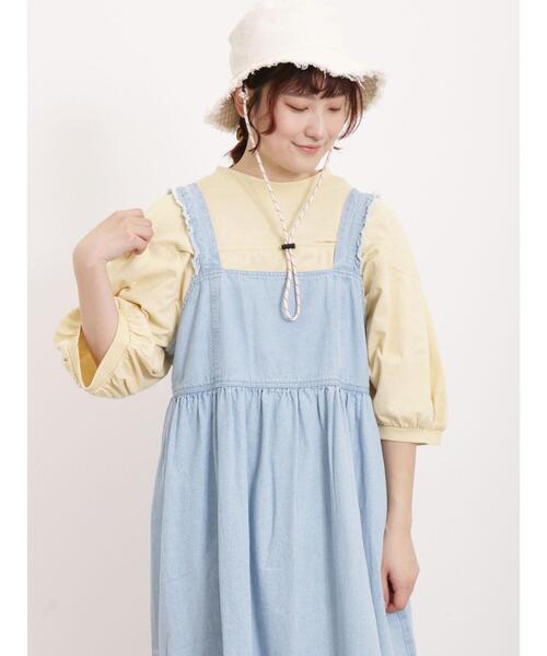 Samansa Mos2（サマンサ モスモス）の「ステッチボリュームTシャツ（Tシャツ/カットソー・レディース・オフホワイト/イエロー/ブルー/ブラック・F）」の10枚目の写真