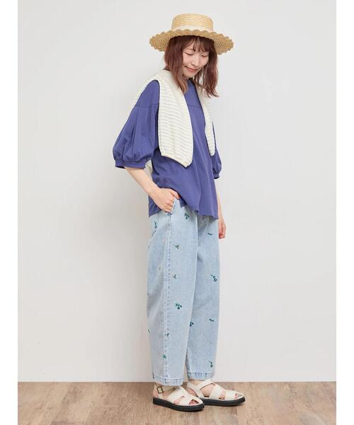 Samansa Mos2（サマンサ モスモス）の「ステッチボリュームTシャツ（Tシャツ/カットソー・レディース・オフホワイト/イエロー/ブルー/ブラック・F）」の5枚目の写真