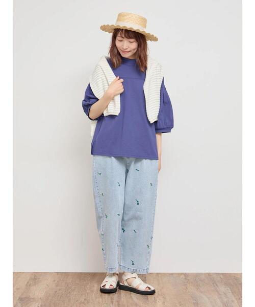 Samansa Mos2（サマンサ モスモス）の「ステッチボリュームTシャツ（Tシャツ/カットソー・レディース・オフホワイト/イエロー/ブルー/ブラック・F）」の6枚目の写真