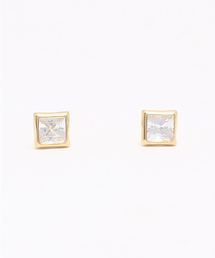 TAKE-UP | [ セカンドピアス] K18ホワイトサファイヤスクエアピアス(ピアス（両耳用）)