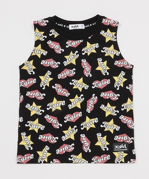 X-girl Stages（エックスガールステージス）の「ロゴ総柄タンクトップ（タンクトップ・キッズ・オフホワイト/ブラック/ラベンダー・80ｃｍ/90cm/100cm/110cm/120cm/130cm/140cm）」の2枚目の写真