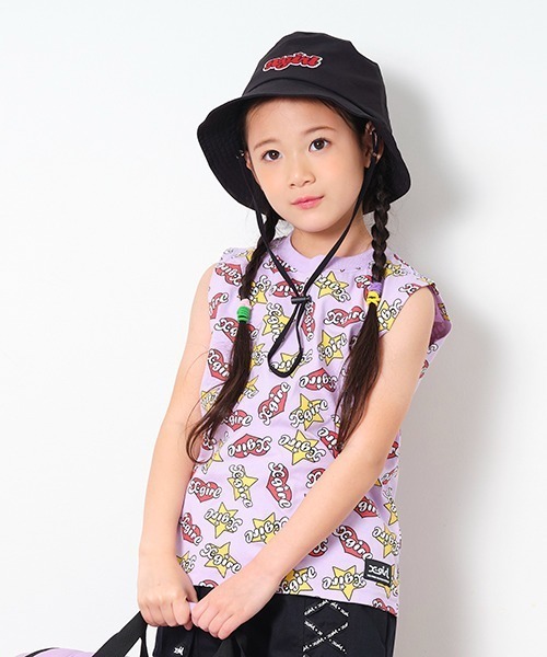X-girl Stages（エックスガールステージス）の「ロゴ総柄タンクトップ（タンクトップ・キッズ・オフホワイト/ブラック/ラベンダー・80ｃｍ/90cm/100cm/110cm/120cm/130cm/140cm）」の5枚目の写真