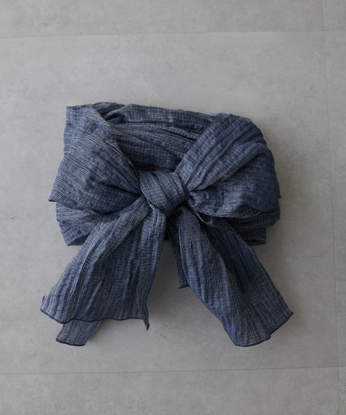 natural couture（ナチュラルクチュール）の「ラメしわ兵児帯（和装小物・レディース・オフホワイト/ブルー/ラベンダー/パープル/ネイビー/イエロー/レッド・FREE）」の3枚目の写真