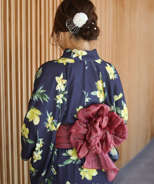 natural couture（ナチュラルクチュール）の「ラメしわ兵児帯（和装小物・レディース・オフホワイト/ブルー/ラベンダー/パープル/ネイビー/イエロー/レッド・FREE）」の7枚目の写真