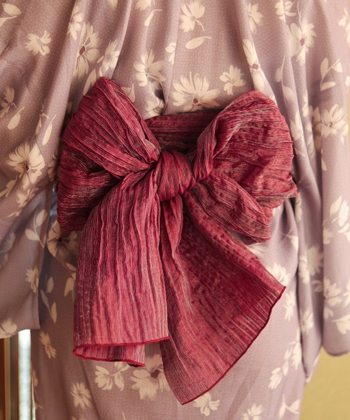 natural couture（ナチュラルクチュール）の「ラメしわ兵児帯（和装小物・レディース・オフホワイト/ブルー/ラベンダー/パープル/ネイビー/イエロー/レッド・FREE）」の8枚目の写真