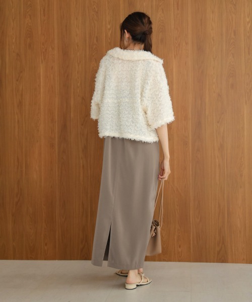 Bab（バブ）の「フリルジャガードシャツジャケット（テーラードジャケット・レディース・アイボリー/ブラック・M）」の12枚目の写真