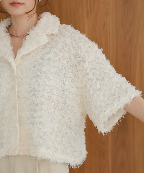 Bab（バブ）の「フリルジャガードシャツジャケット（テーラードジャケット・レディース・アイボリー/ブラック・M）」の15枚目の写真