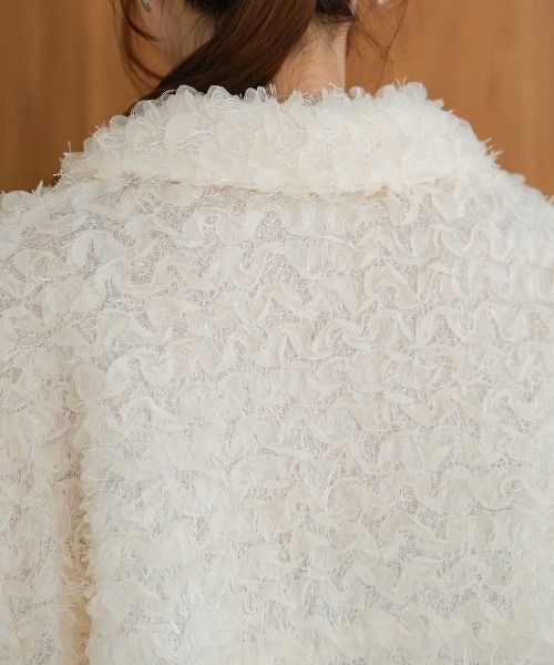 Bab（バブ）の「フリルジャガードシャツジャケット（テーラードジャケット・レディース・アイボリー/ブラック・M）」の18枚目の写真