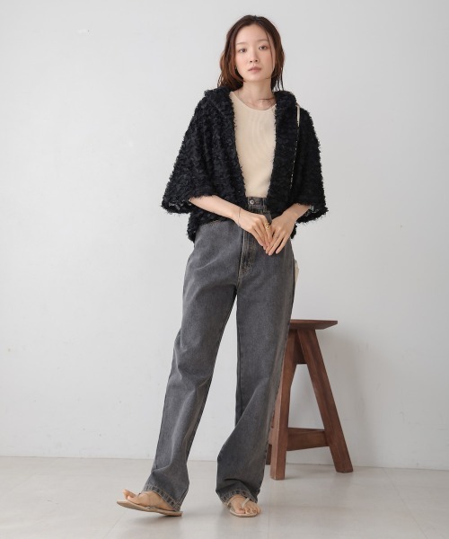 Bab（バブ）の「フリルジャガードシャツジャケット（テーラードジャケット・レディース・アイボリー/ブラック・M）」の21枚目の写真