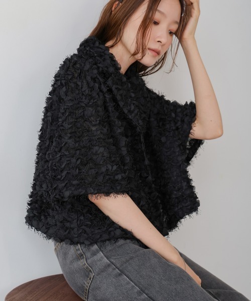 Bab（バブ）の「フリルジャガードシャツジャケット（テーラードジャケット・レディース・アイボリー/ブラック・M）」の22枚目の写真