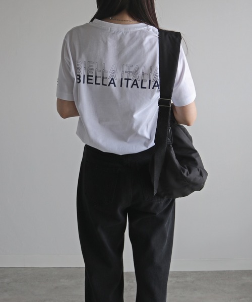 FILA（フィラ）の「ＦＩＬＡ３段ロゴバックプリントＴシャツ（Tシャツ/カットソー・レディース・スミクロ/ネイビー/ホワイト/ピンク/ブラック/オフホワイト/杢グレー・M/L/XL）」の10枚目の写真