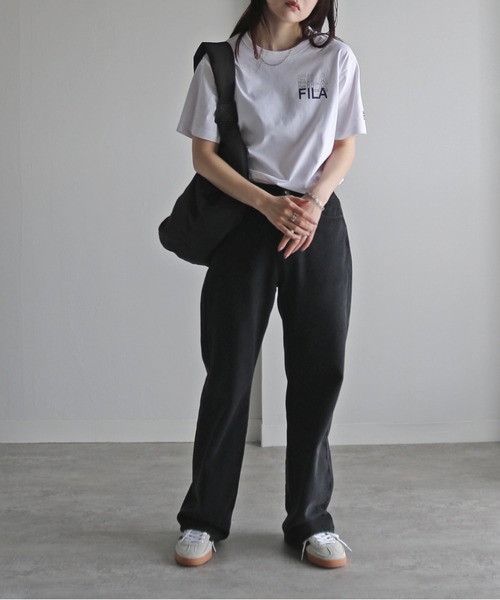 FILA（フィラ）の「ＦＩＬＡ３段ロゴバックプリントＴシャツ（Tシャツ/カットソー・レディース・スミクロ/ネイビー/ホワイト/ピンク/ブラック/オフホワイト/杢グレー・M/L/XL）」の11枚目の写真