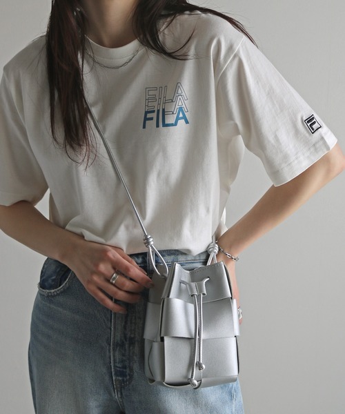 FILA（フィラ）の「ＦＩＬＡ３段ロゴバックプリントＴシャツ（Tシャツ/カットソー・レディース・スミクロ/ネイビー/ホワイト/ピンク/ブラック/オフホワイト/杢グレー・M/L/XL）」の13枚目の写真